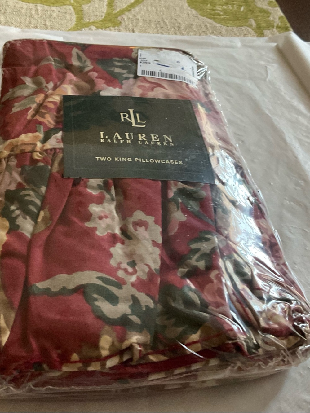 Ralph Lauren Marseilles Red Floral 2xKING Premium Pillowcases- Vintage, New PKG
